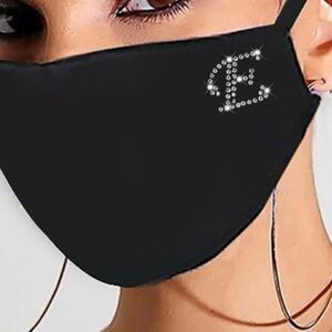 Black Rhinestone Washable Mask Letter E ONLY